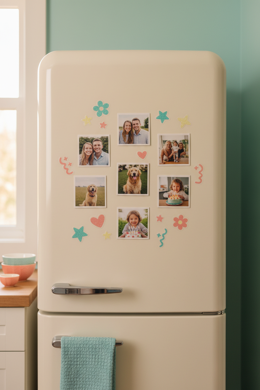 Front-Facing Fridge with Photo Magnets